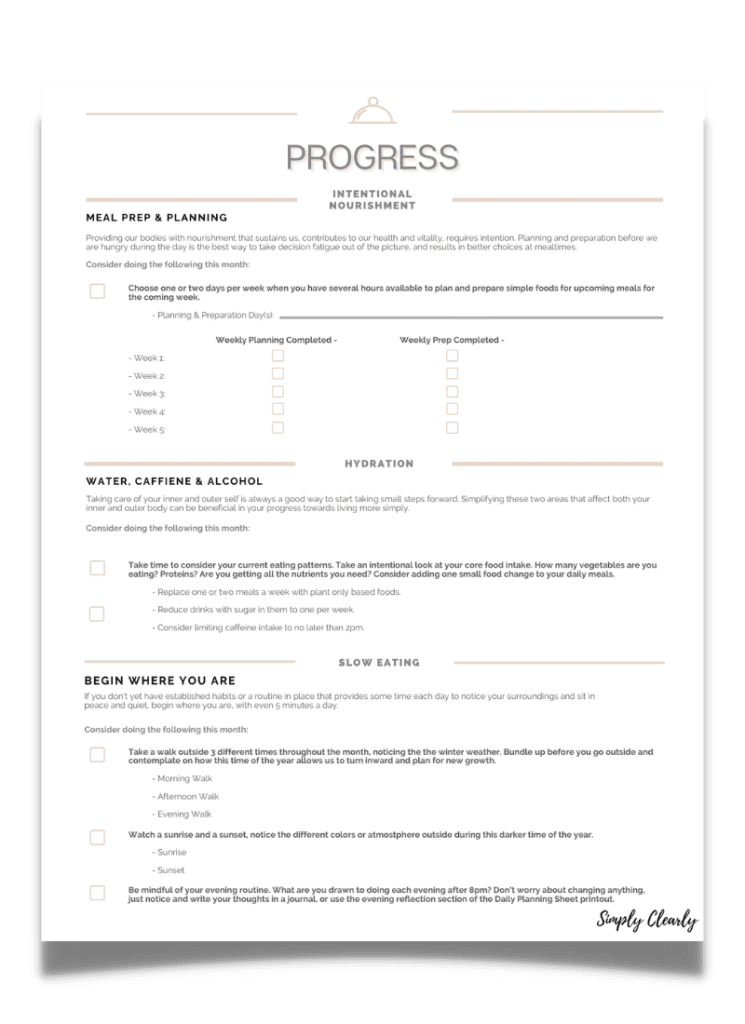 New Month New Goals Overview Page